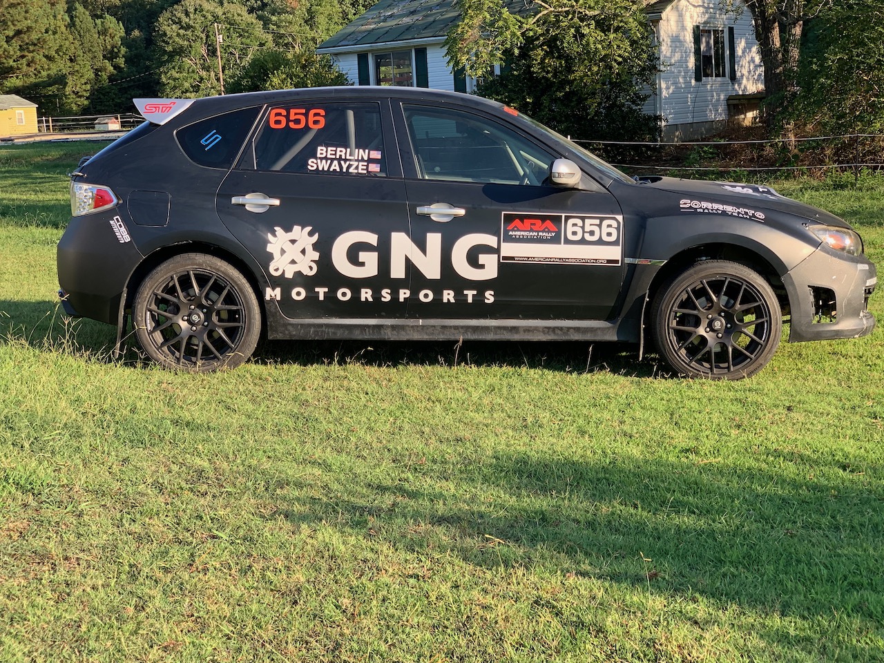 Swayze rally team car with vinyl graphics